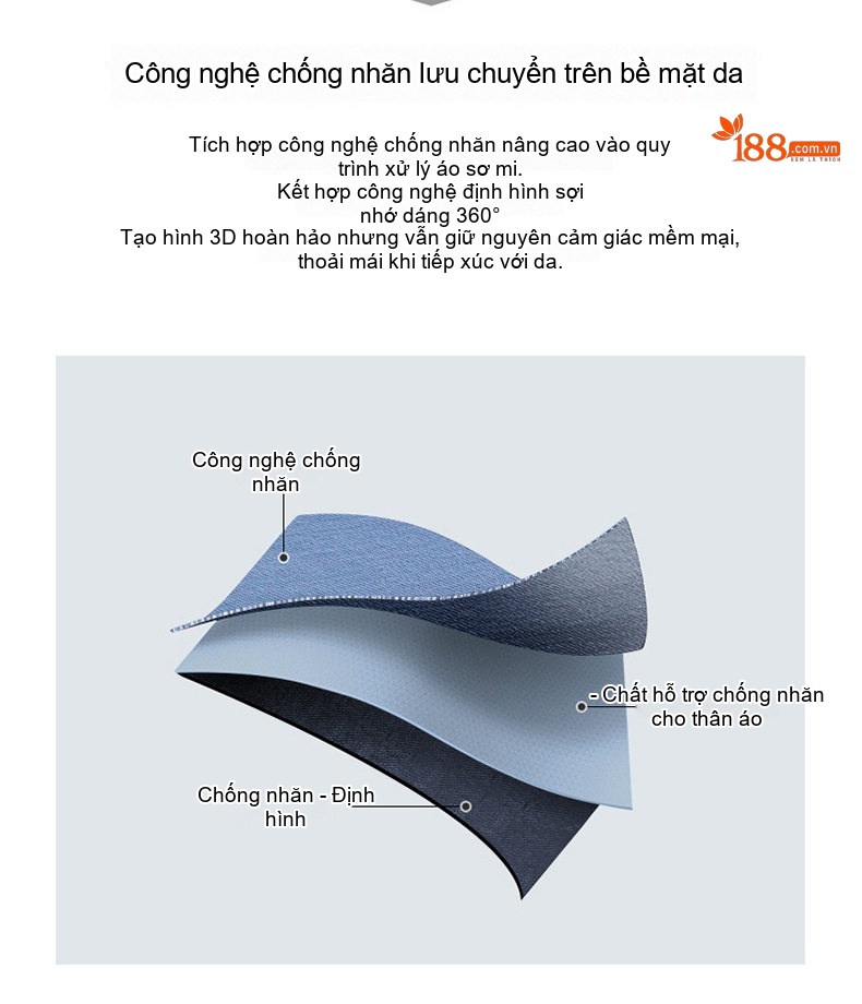Áo Sơ Mi Dài Tay Nam Bamboo Fiber (Sợi Tre) Cao Cấp Chống Nhăn, Co Giãn Màu Trắng, Xanh Dương, Xanh Navy... chi tiết 4