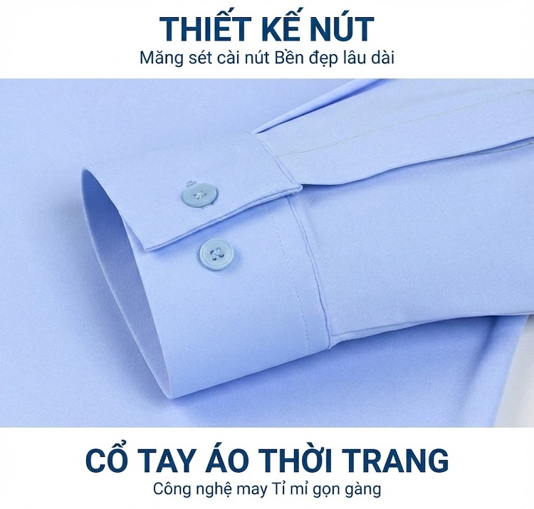 Áo Sơ Mi Dài Tay Nam Cao Cấp Co Giãn Không Nhăn Màu Xanh Nhạt, Tím, Xanh Dương, Xám chi tiết 8