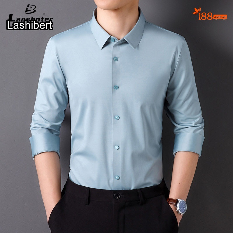 Áo Sơ Mi Dài Tay Nam Cao Cấp Co Giãn Không Nhăn Màu Xanh Nhạt, Tím, Xanh Dương, Xám