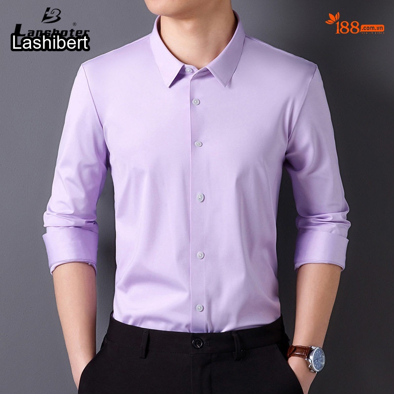 Áo Sơ Mi Dài Tay Nam Cao Cấp Co Giãn Không Nhăn Màu Xanh Nhạt, Tím, Xanh Dương, Xám