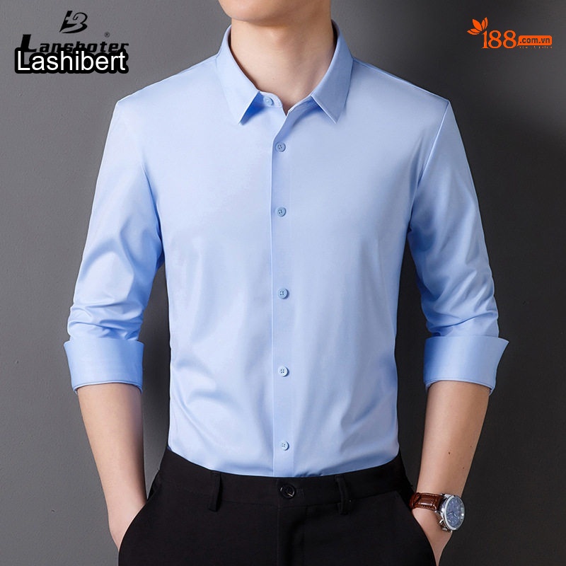 Áo Sơ Mi Dài Tay Nam Cao Cấp Co Giãn Không Nhăn Màu Xanh Nhạt, Tím, Xanh Dương, Xám