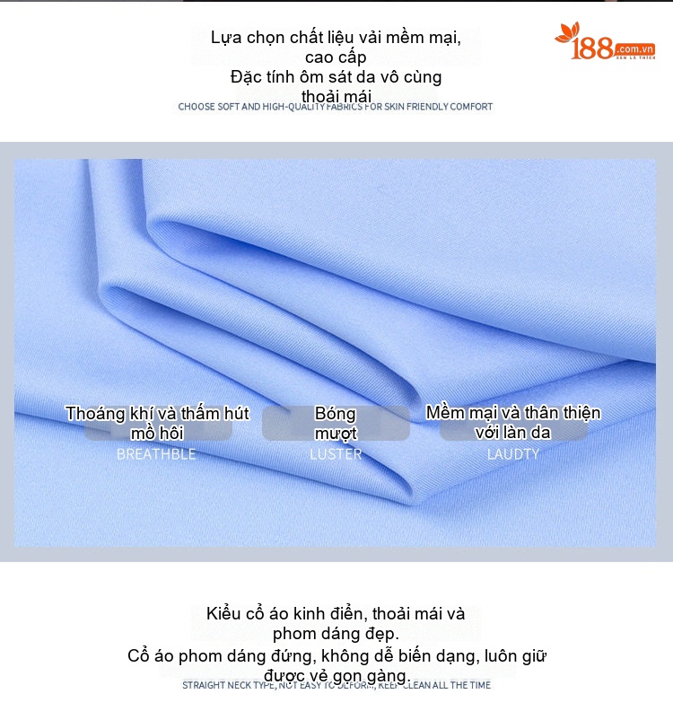 Áo Sơ Mi Dài Tay Nam Cao Cấp Co Giãn Không Nhăn Màu Xanh Nhạt, Tím, Xanh Dương, Xám chi tiết 3