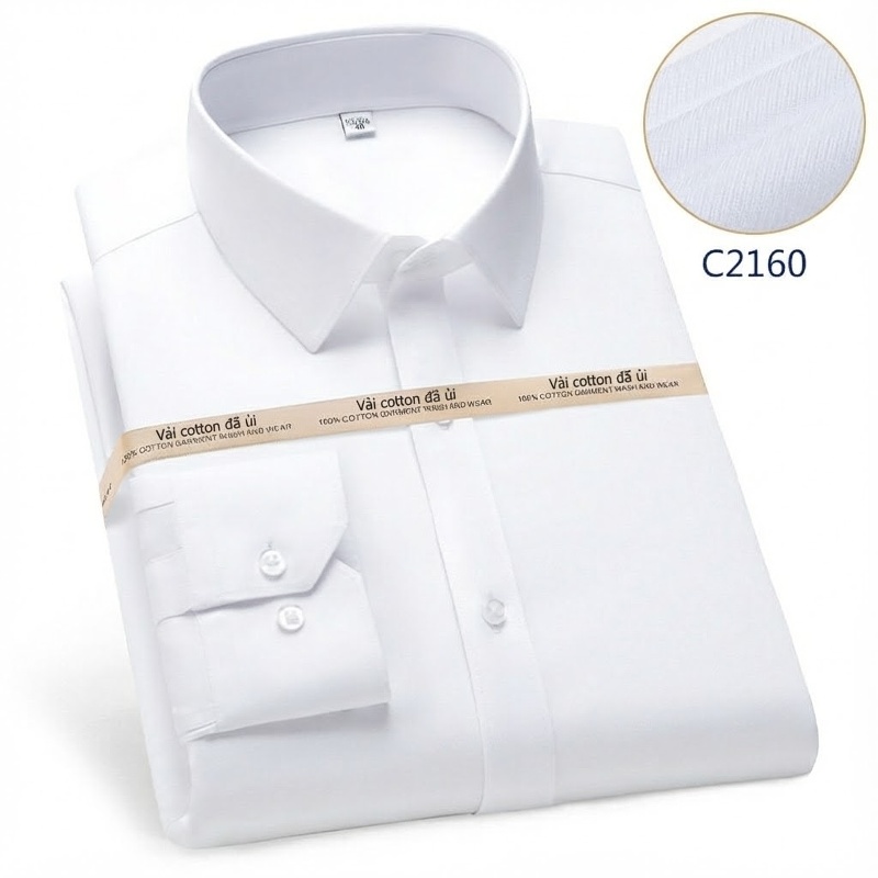 Áo Sơ Mi Dài Tay Nam Cotton Chống Nhăn Màu Trắng, Xanh Da Trời, Xanh Sọc...