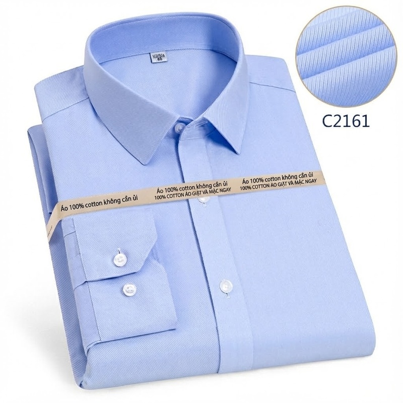 Áo Sơ Mi Dài Tay Nam Cotton Chống Nhăn Màu Trắng, Xanh Da Trời, Xanh Sọc...