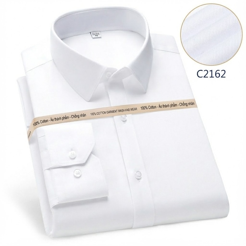 Áo Sơ Mi Dài Tay Nam Cotton Chống Nhăn Màu Trắng, Xanh Da Trời, Xanh Sọc...