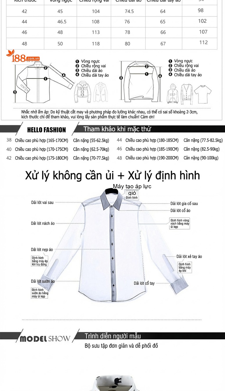 Áo Sơ Mi Dài Tay Nam Cotton In Hình Voi Slimfit Màu Trắng, Đen chi tiết 3
