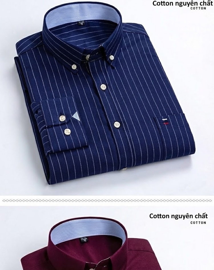 Áo Sơ Mi Dài Tay Nam Cotton Ôm Dáng Thời Trang Công Sở Màu Trắng, Xanh, Đen, Hồng... chi tiết 14