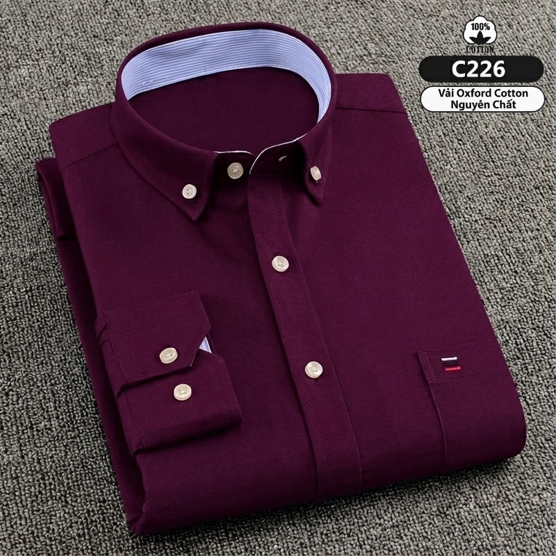 Áo Sơ Mi Dài Tay Nam Cotton Ôm Dáng Thời Trang Công Sở Màu Trắng, Xanh, Đen, Hồng...