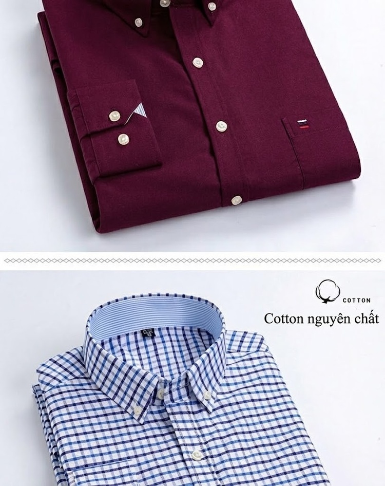 Áo Sơ Mi Dài Tay Nam Cotton Ôm Dáng Thời Trang Công Sở Màu Trắng, Xanh, Đen, Hồng... chi tiết 15