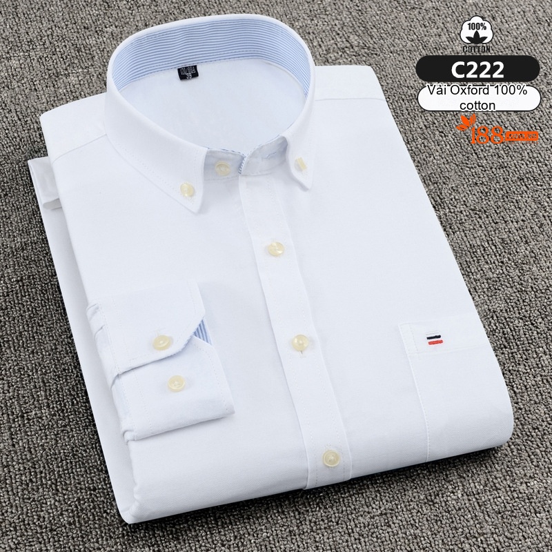 Áo Sơ Mi Dài Tay Nam Cotton Ôm Dáng Thời Trang Công Sở Màu Trắng, Xanh, Đen, Hồng...