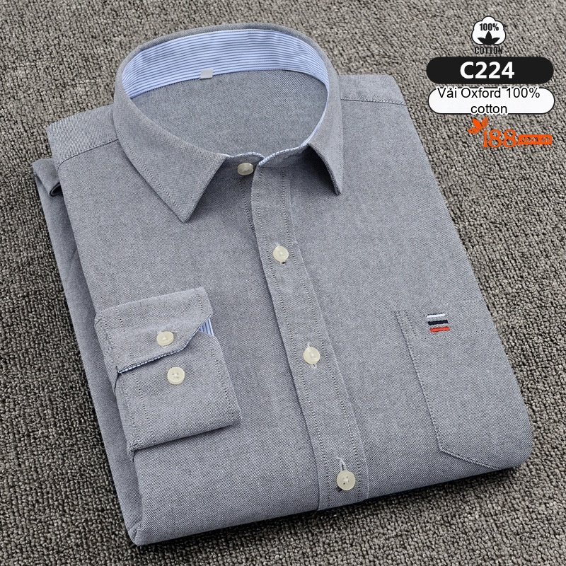 Áo Sơ Mi Dài Tay Nam Cotton Ôm Dáng Thời Trang Công Sở Màu Trắng, Xanh, Đen, Hồng...
