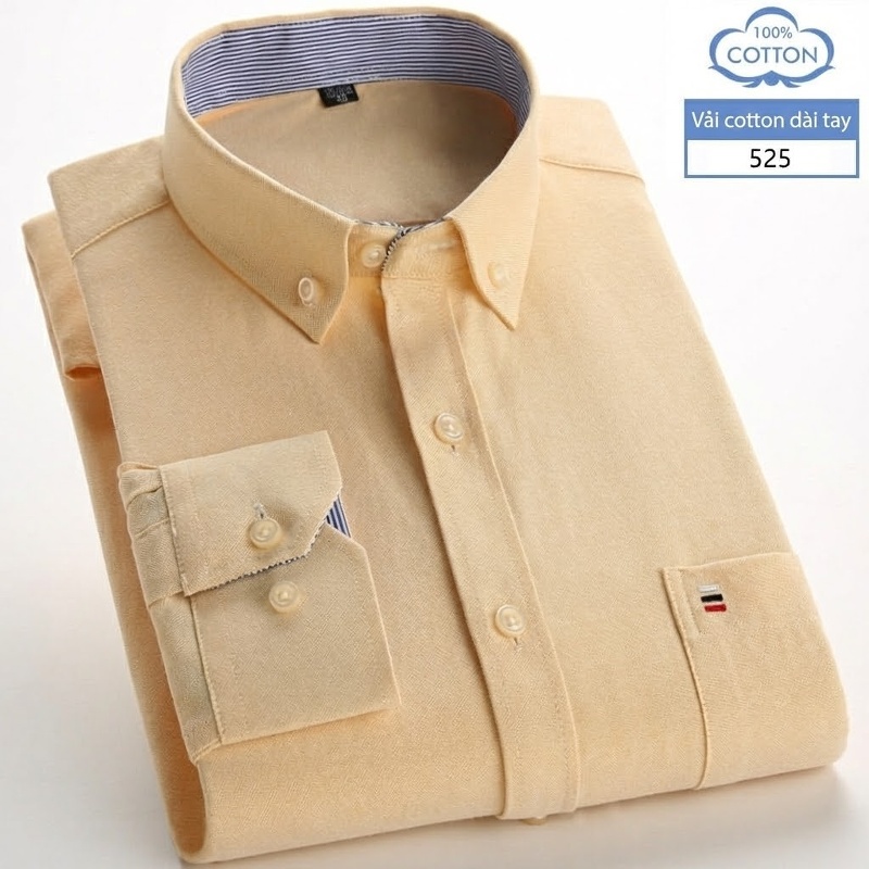 Áo Sơ Mi Dài Tay Nam Cotton Ôm Dáng Thời Trang Công Sở Màu Trắng, Xanh, Đen, Hồng...