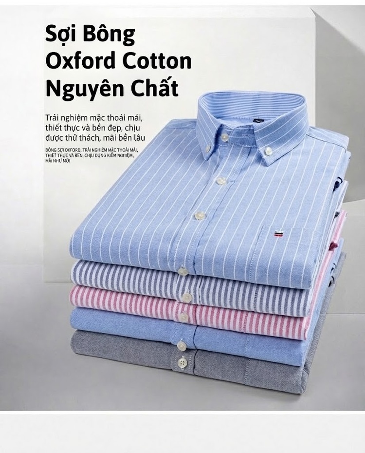 Áo Sơ Mi Dài Tay Nam Cotton Ôm Dáng Thời Trang Công Sở Màu Trắng, Xanh, Đen, Hồng... chi tiết 1