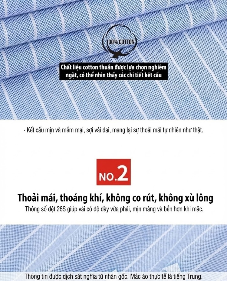 Áo Sơ Mi Dài Tay Nam Cotton Ôm Dáng Thời Trang Công Sở Màu Trắng, Xanh, Đen, Hồng... chi tiết 4