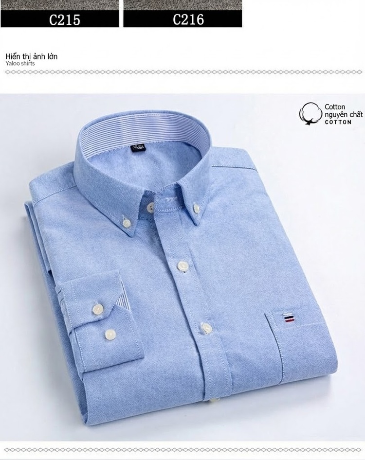 Áo Sơ Mi Dài Tay Nam Cotton Ôm Dáng Thời Trang Công Sở Màu Trắng, Xanh, Đen, Hồng... chi tiết 9