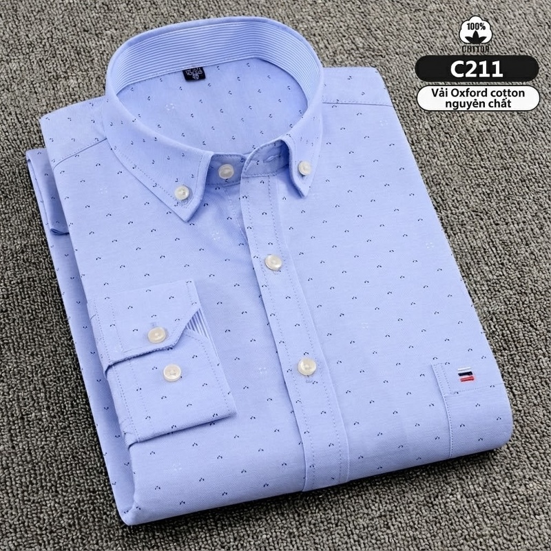 Áo Sơ Mi Dài Tay Nam Cotton Ôm Dáng Thời Trang Công Sở Màu Trắng, Xanh, Đen, Hồng...