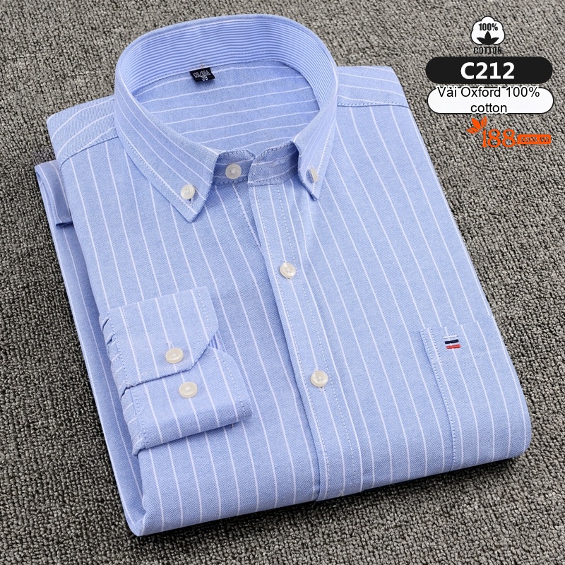 Áo Sơ Mi Dài Tay Nam Cotton Ôm Dáng Thời Trang Công Sở Màu Trắng, Xanh, Đen, Hồng...