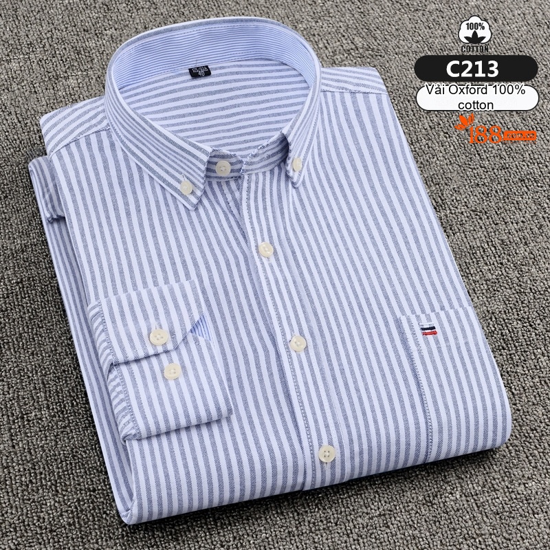Áo Sơ Mi Dài Tay Nam Cotton Ôm Dáng Thời Trang Công Sở Màu Trắng, Xanh, Đen, Hồng...