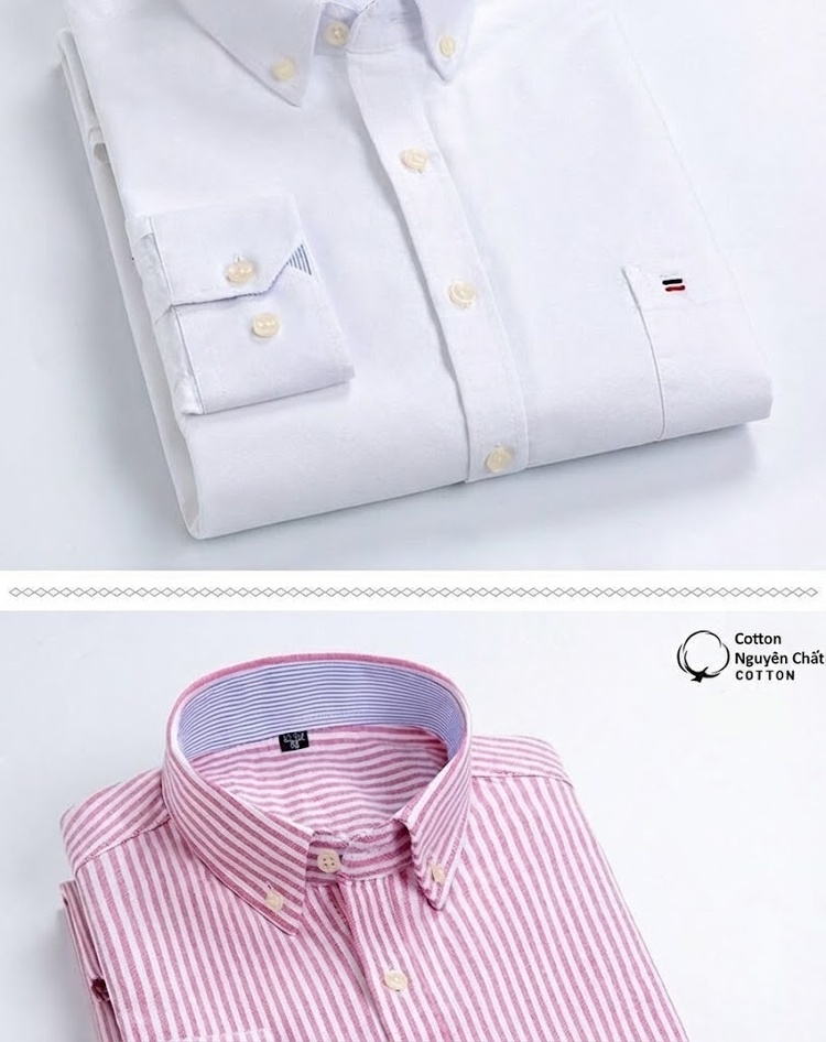 Áo Sơ Mi Dài Tay Nam Cotton Ôm Dáng Thời Trang Công Sở Màu Trắng, Xanh, Đen, Hồng... chi tiết 11