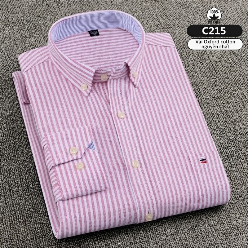 Áo Sơ Mi Dài Tay Nam Cotton Ôm Dáng Thời Trang Công Sở Màu Trắng, Xanh, Đen, Hồng...