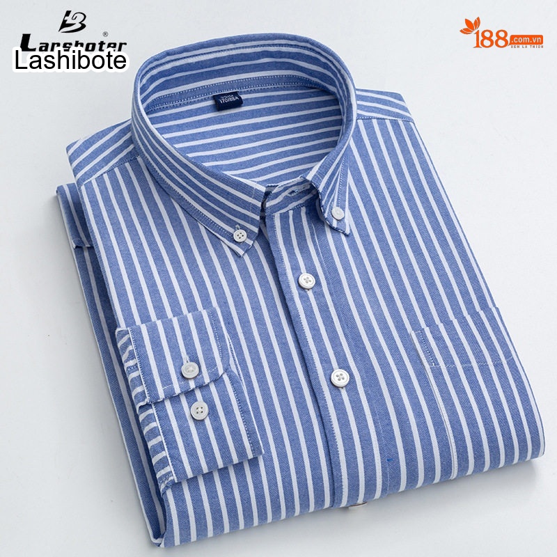 Áo Sơ Mi Dài Tay Nam Cotton Oxford Chống Nhăn Kẻ Sọc Công Sở Màu Xanh, Đen, Trắng, Xám...