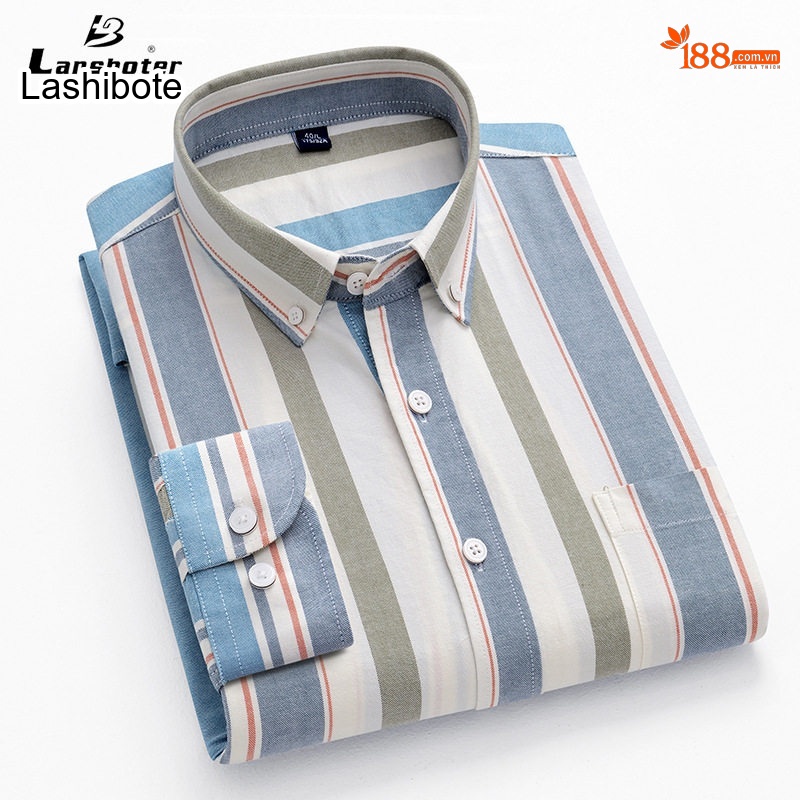 Áo Sơ Mi Dài Tay Nam Cotton Oxford Chống Nhăn Kẻ Sọc Công Sở Màu Xanh, Đen, Trắng, Xám...