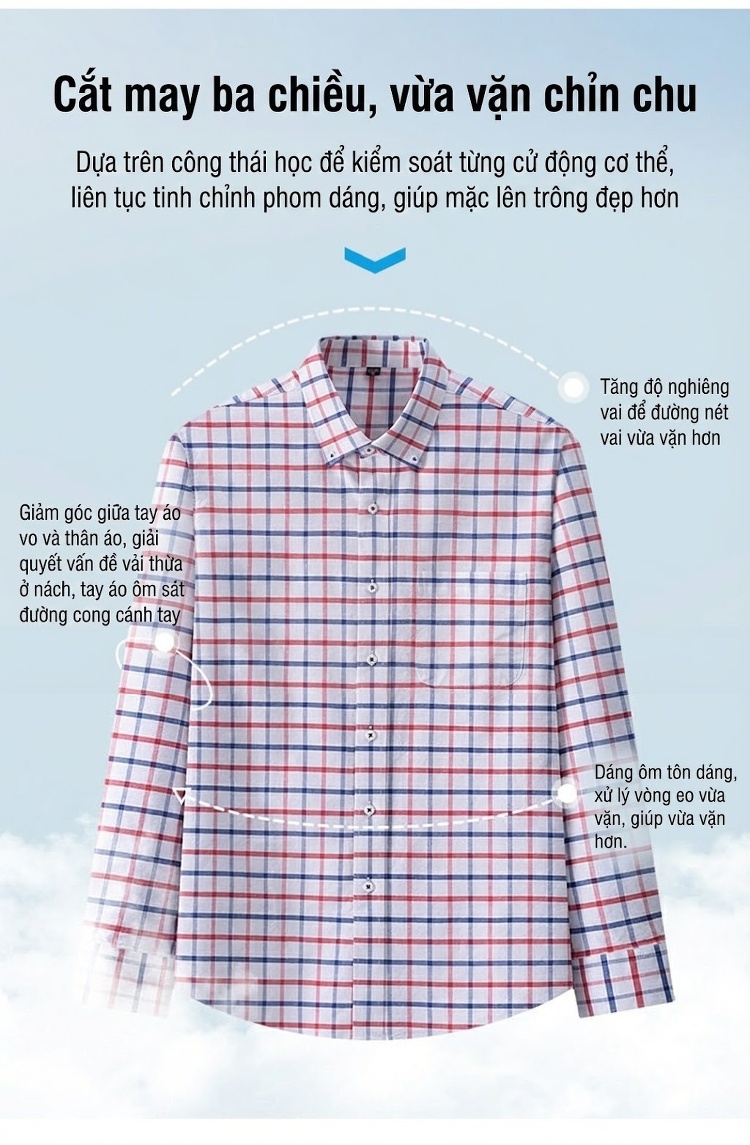 Áo Sơ Mi Dài Tay Nam Cotton Oxford Dáng Ôm Vừa Vặn Nhiều Màu chi tiết 13