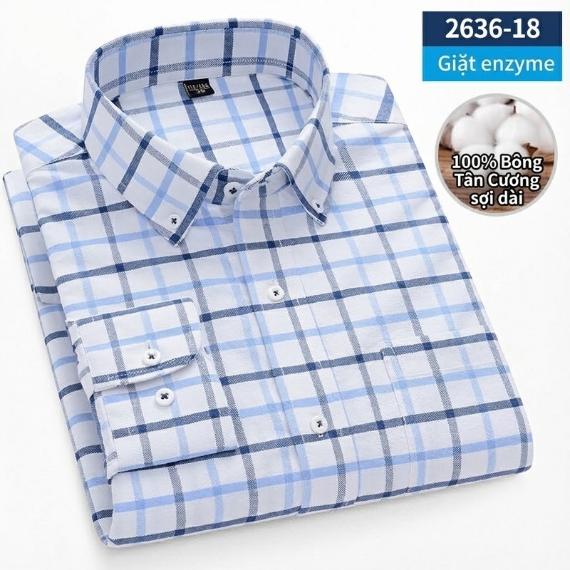 Áo Sơ Mi Dài Tay Nam Cotton Oxford Dáng Ôm Vừa Vặn Nhiều Màu