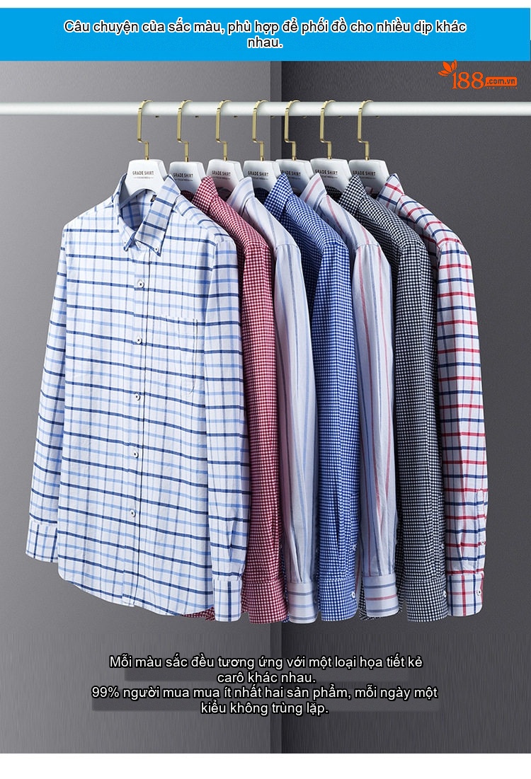 Áo Sơ Mi Dài Tay Nam Cotton Oxford Dáng Ôm Vừa Vặn Nhiều Màu chi tiết 11