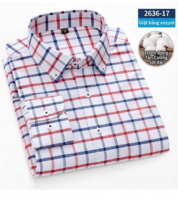 Áo Sơ Mi Dài Tay Nam Cotton Oxford Dáng Ôm Vừa Vặn Nhiều Màu chi tiết 35