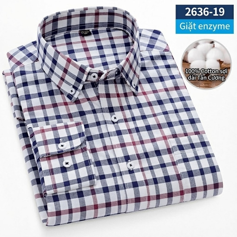 Áo Sơ Mi Dài Tay Nam Cotton Oxford Dáng Ôm Vừa Vặn Nhiều Màu