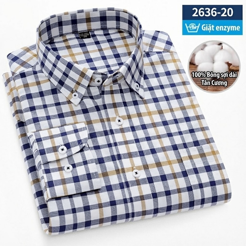 Áo Sơ Mi Dài Tay Nam Cotton Oxford Dáng Ôm Vừa Vặn Nhiều Màu