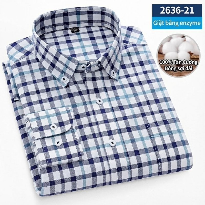 Áo Sơ Mi Dài Tay Nam Cotton Oxford Dáng Ôm Vừa Vặn Nhiều Màu