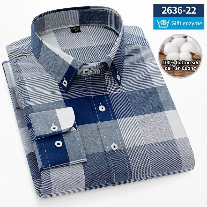 Áo Sơ Mi Dài Tay Nam Cotton Oxford Dáng Ôm Vừa Vặn Nhiều Màu