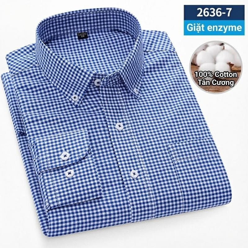 Áo Sơ Mi Dài Tay Nam Cotton Oxford Dáng Ôm Vừa Vặn Nhiều Màu