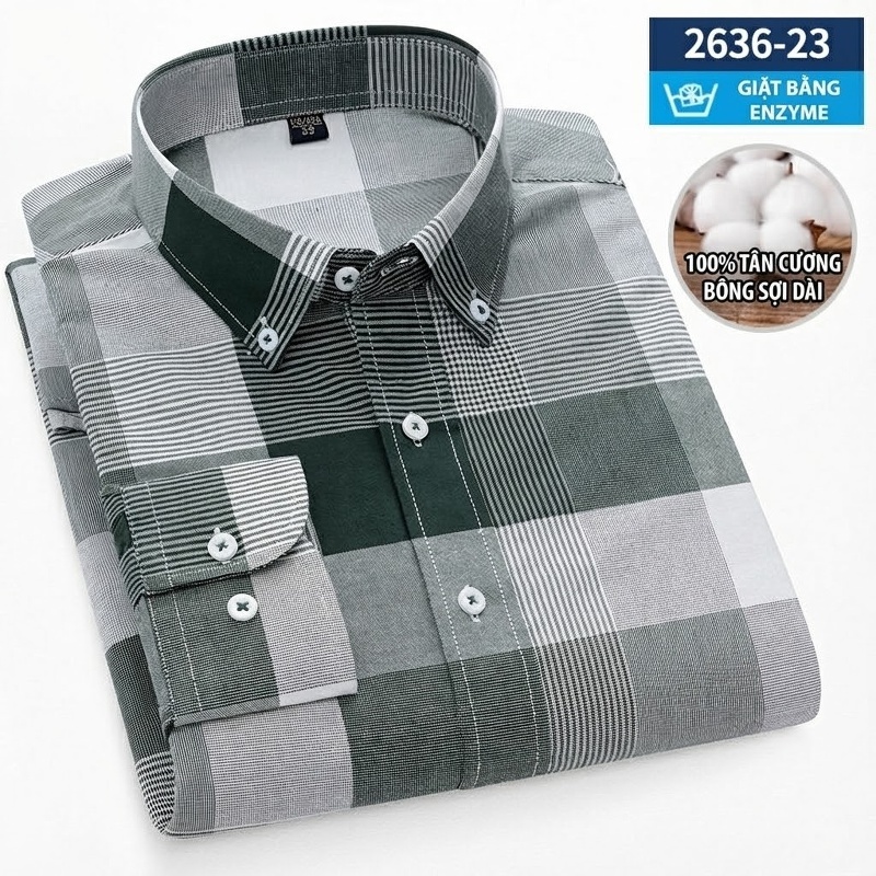 Áo Sơ Mi Dài Tay Nam Cotton Oxford Dáng Ôm Vừa Vặn Nhiều Màu