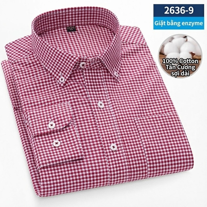 Áo Sơ Mi Dài Tay Nam Cotton Oxford Dáng Ôm Vừa Vặn Nhiều Màu