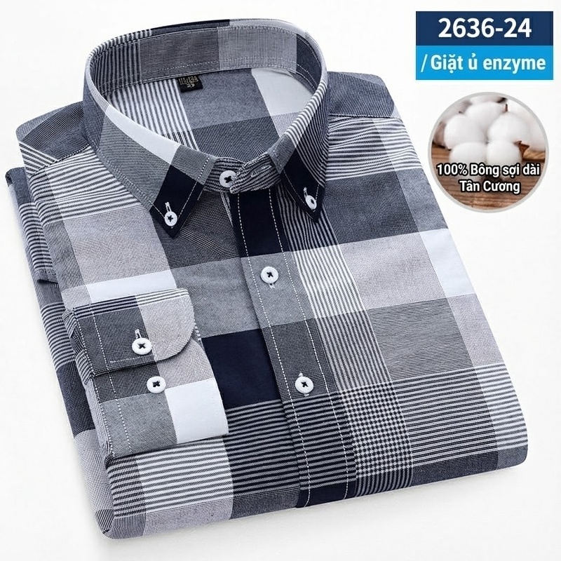 Áo Sơ Mi Dài Tay Nam Cotton Oxford Dáng Ôm Vừa Vặn Nhiều Màu