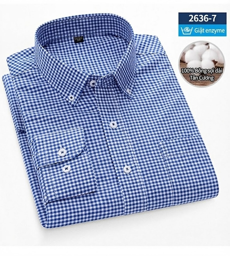 Áo Sơ Mi Dài Tay Nam Cotton Oxford Dáng Ôm Vừa Vặn Nhiều Màu chi tiết 20