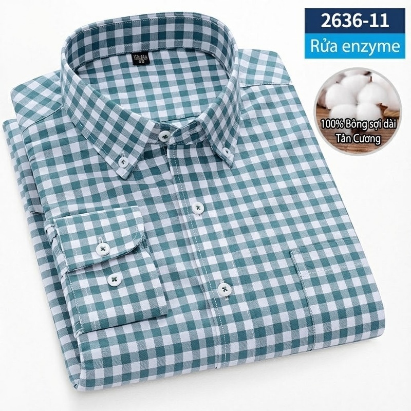 Áo Sơ Mi Dài Tay Nam Cotton Oxford Dáng Ôm Vừa Vặn Nhiều Màu