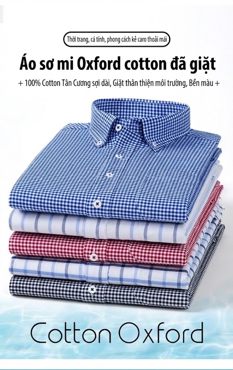 Áo Sơ Mi Dài Tay Nam Cotton Oxford Dáng Ôm Vừa Vặn Nhiều Màu chi tiết 5