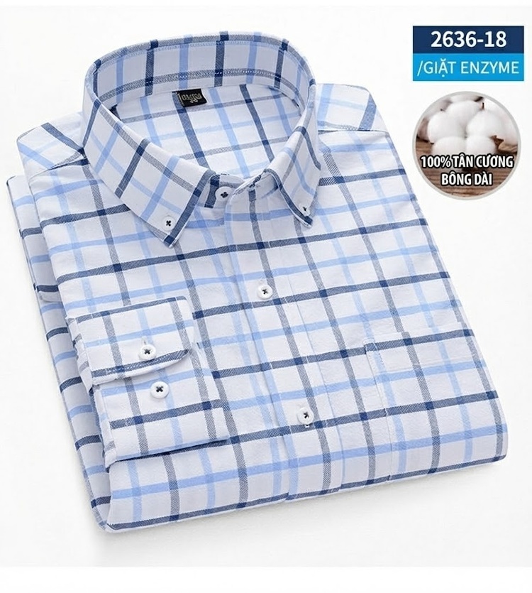 Áo Sơ Mi Dài Tay Nam Cotton Oxford Dáng Ôm Vừa Vặn Nhiều Màu chi tiết 38