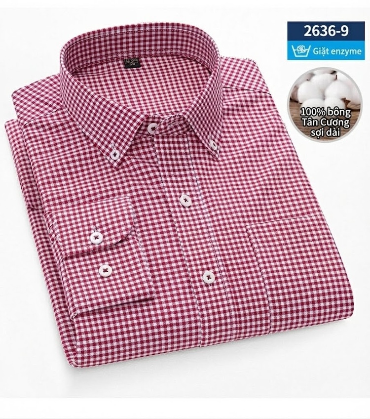 Áo Sơ Mi Dài Tay Nam Cotton Oxford Dáng Ôm Vừa Vặn Nhiều Màu chi tiết 26