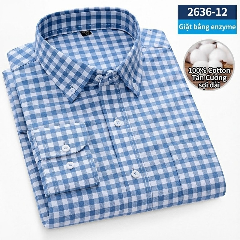 Áo Sơ Mi Dài Tay Nam Cotton Oxford Dáng Ôm Vừa Vặn Nhiều Màu