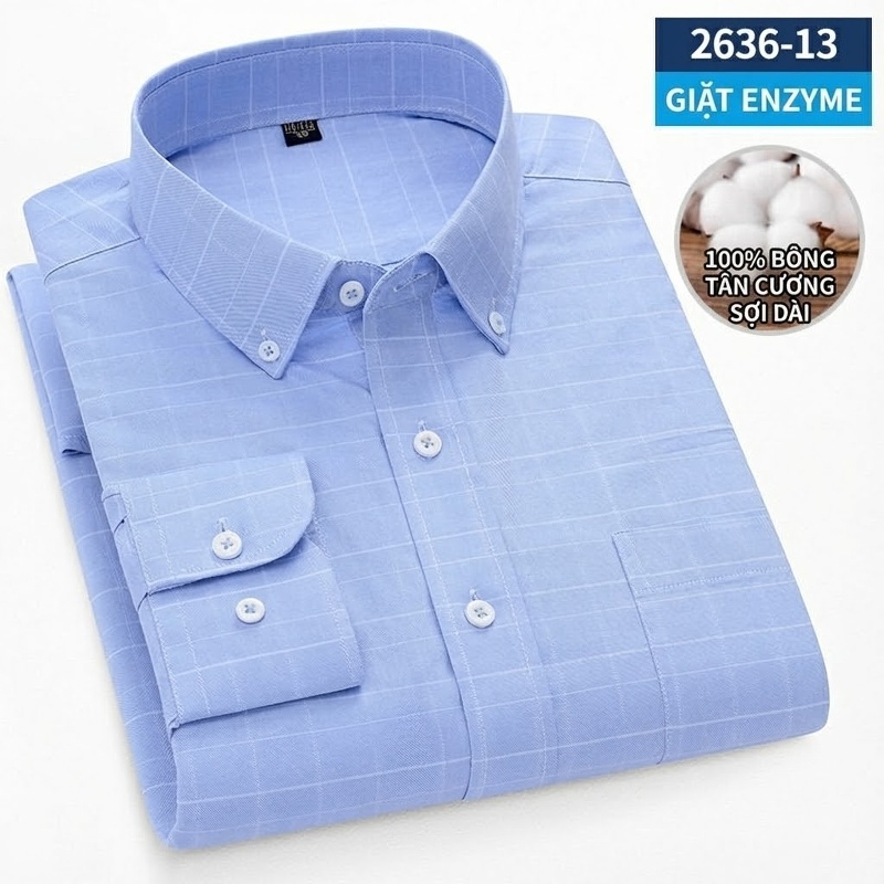 Áo Sơ Mi Dài Tay Nam Cotton Oxford Dáng Ôm Vừa Vặn Nhiều Màu