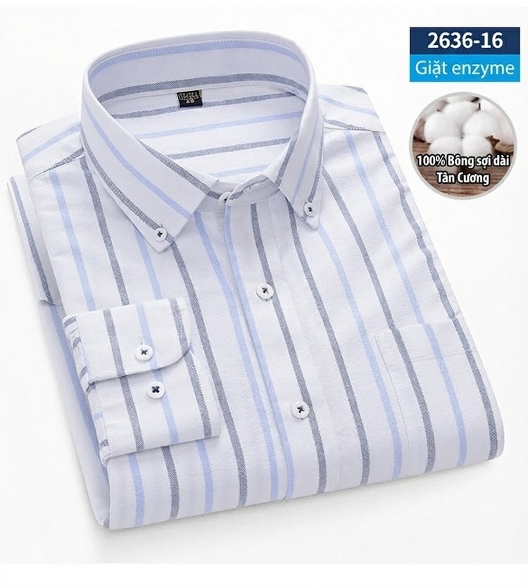 Áo Sơ Mi Dài Tay Nam Cotton Oxford Dáng Ôm Vừa Vặn Nhiều Màu chi tiết 32
