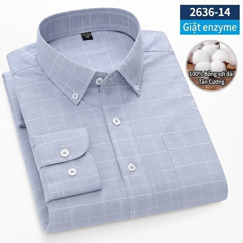 Áo Sơ Mi Dài Tay Nam Cotton Oxford Dáng Ôm Vừa Vặn Nhiều Màu