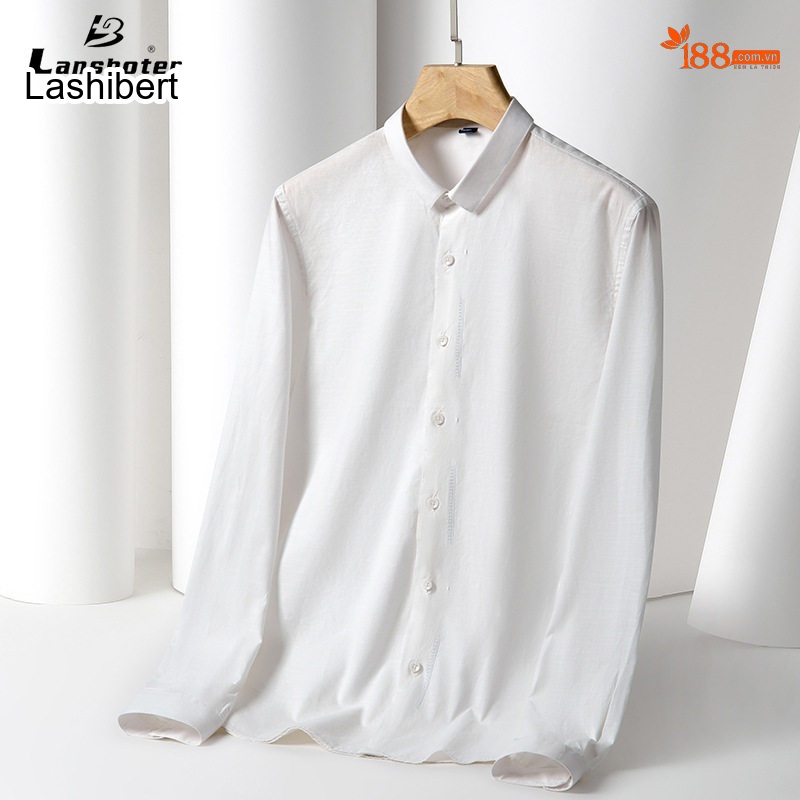 Áo Sơ Mi Dài Tay Nam Cotton Oxford Gân Tre Màu Trắng, Xám, Phong Cách Công Sở