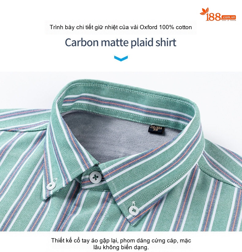 Áo Sơ Mi Dài Tay Nam Cotton Oxford Kẻ Sọc Lót Lông Dày Dặn Màu Xanh, Xám, Trắng, Nâu... chi tiết 25