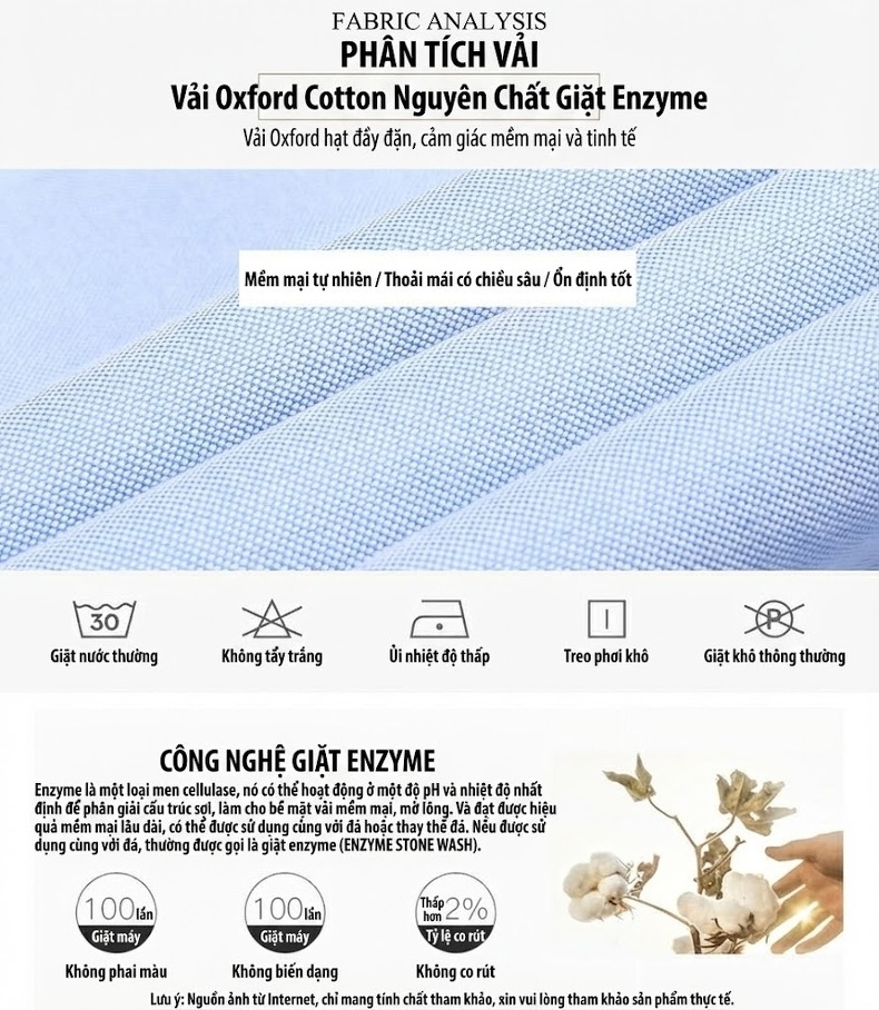Áo Sơ Mi Dài Tay Nam Cotton Oxford Thường Ngày Màu Trắng, Xanh Dương, Hồng, Tím... chi tiết 3